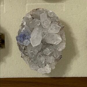 Elegant Silver-Tone Crystal Ring calcite with hint of blue statement piece